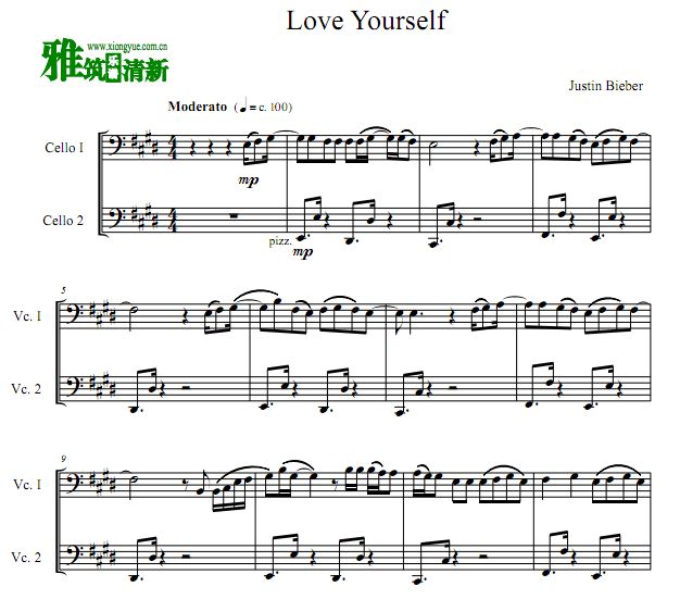 Love Yourself双大提琴合奏谱