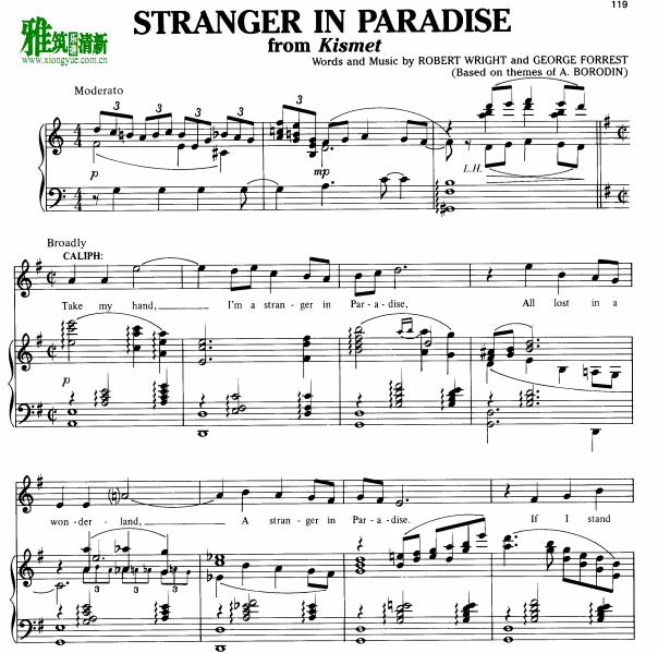 kismet - Stranger in Paradise钢琴伴奏谱