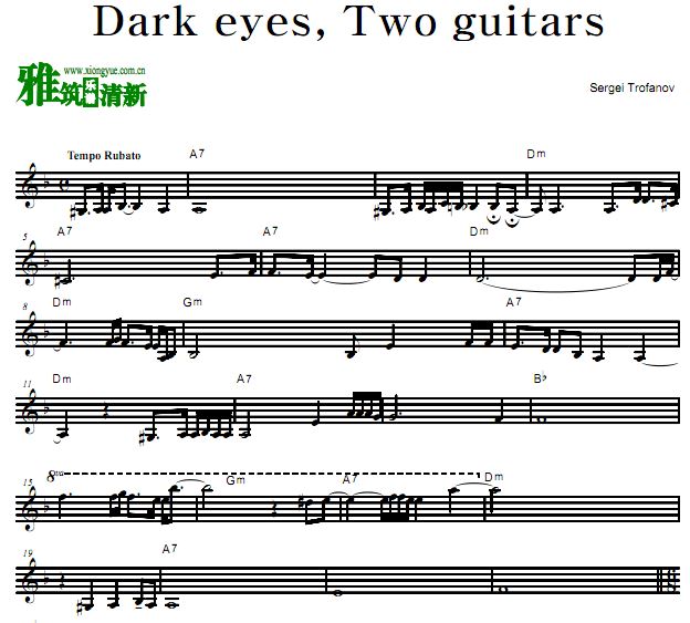 Sergei Trofanov - Dark eyes, Two guitars小提琴谱