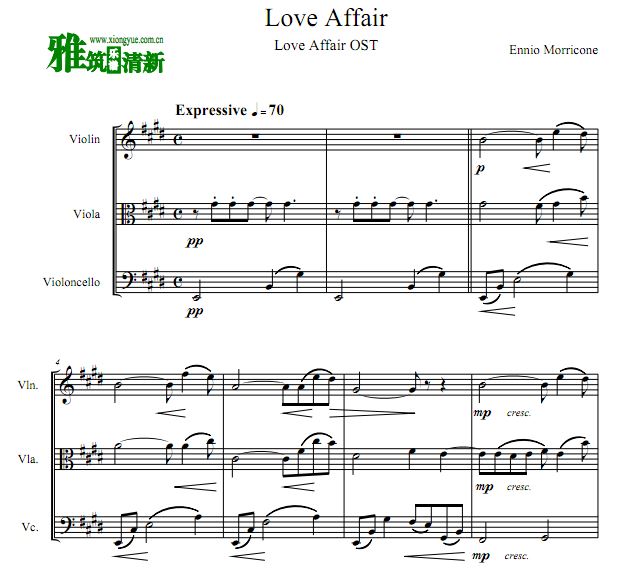 爱情事件插曲 Love Affair弦乐三重奏谱
