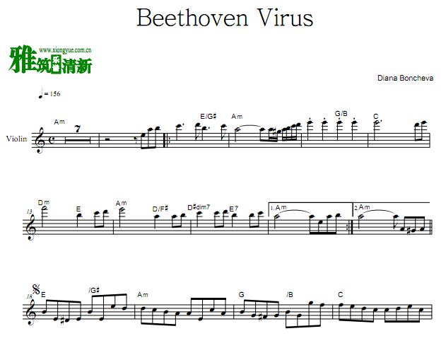 Diana Boncheva版 Beethoven Virus小提琴谱