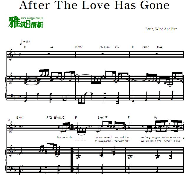 Earth, Wind & Fire - After The Love Has Gone歌谱 钢琴谱