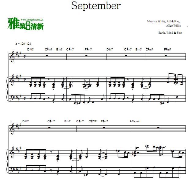 Earth, Wind & Fire - September歌谱 钢琴伴奏谱