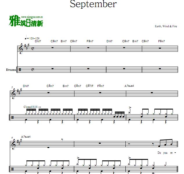 地风火乐队 September架子鼓谱