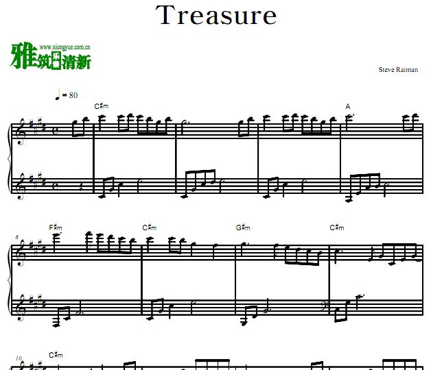 Steve raiman - Treasure钢琴谱