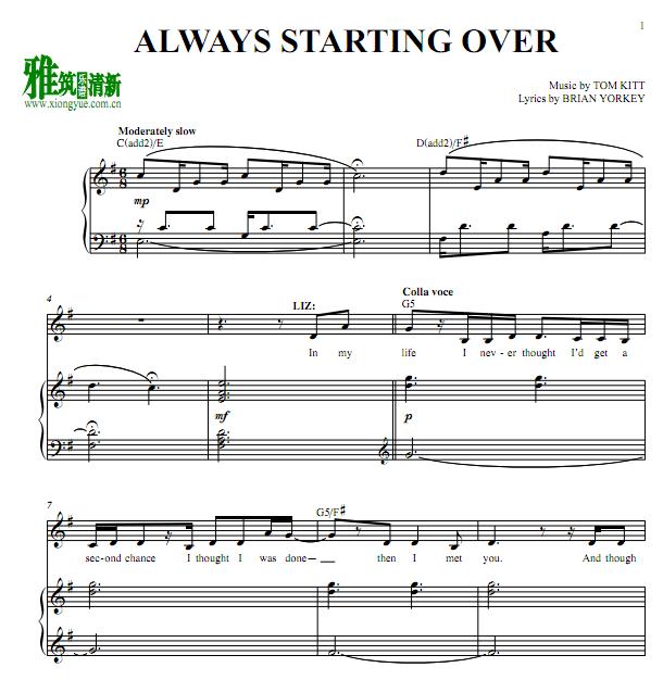 If/Then 如果/那么 - Always Starting Over钢琴伴奏谱