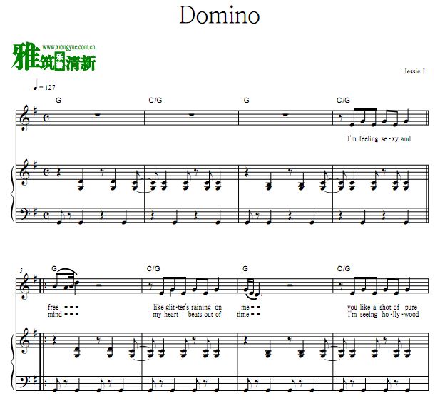 Jessie J - Domino 歌谱 正谱 钢琴弹唱伴奏谱