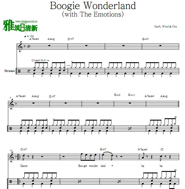 地风火 Earth, Wind & Fire - Boogie Wonderland架子鼓谱