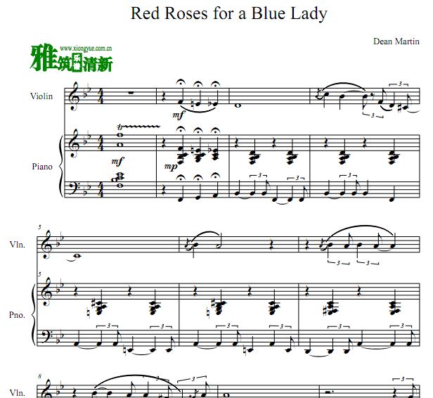Red Roses for a Blue Lady小提琴谱 钢琴伴奏谱