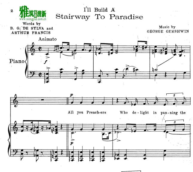 l'll Build a stairway to paradise歌谱 正谱钢琴伴奏谱