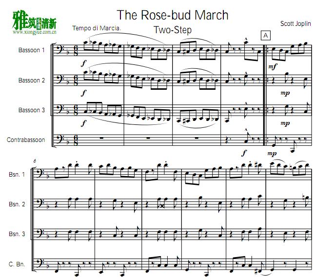 The Rose-Bud March巴松四重奏谱