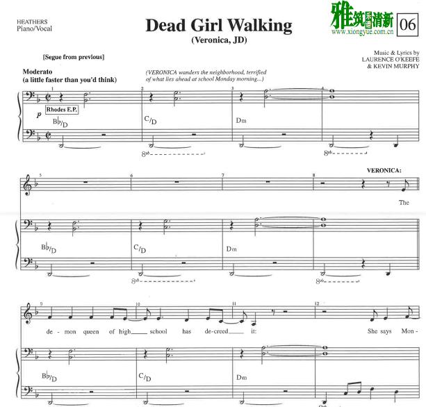 HEATHERS - Dead Girl Walking钢琴伴奏谱