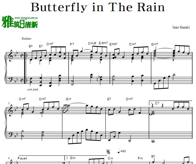 佐佐木功 Isao Sasaki - Butterfly in The Rain钢琴谱