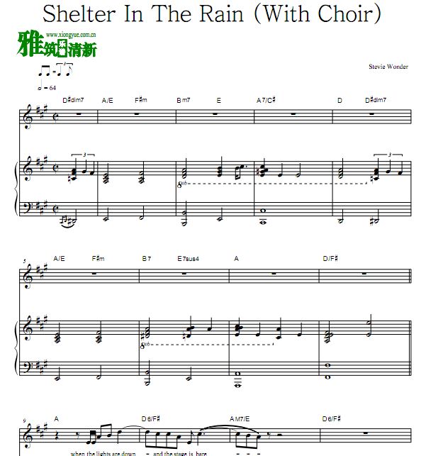 Steive Wonder - Shelter In The Rain歌谱 钢琴伴奏谱