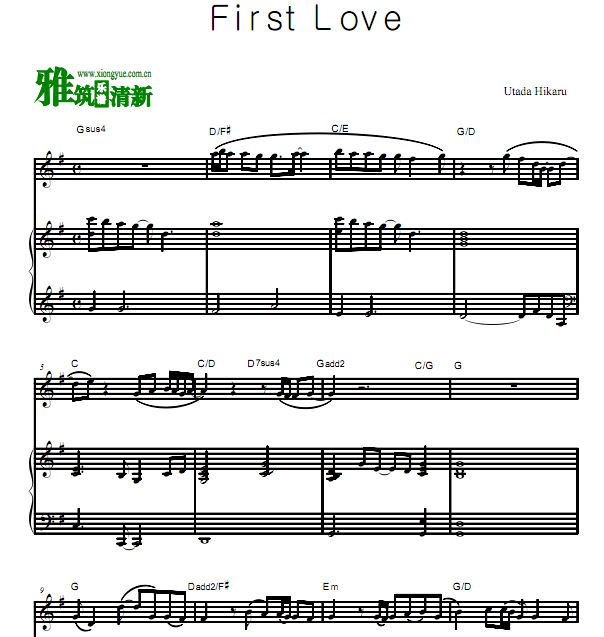 Utada Hikaru - First Love钢琴弹唱谱(无歌词)