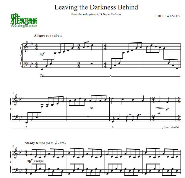Philip Wesley版Leaving the Darkness Behind钢琴谱
