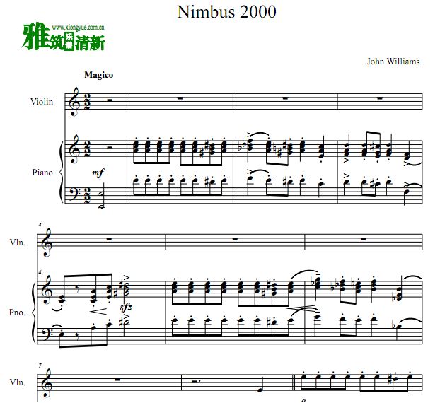 哈利波特与魔法石 光轮2000小提琴钢琴合奏谱