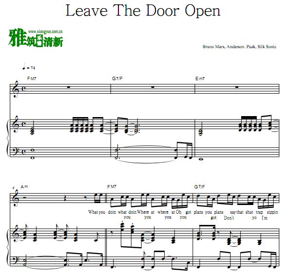 Leave The Door Open歌谱 钢琴谱