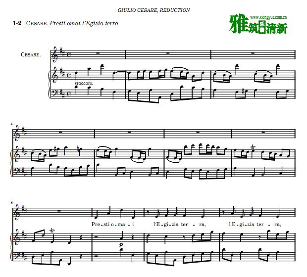 凯撒在埃及 Presti omai l'Egizia terra声乐钢琴伴奏谱