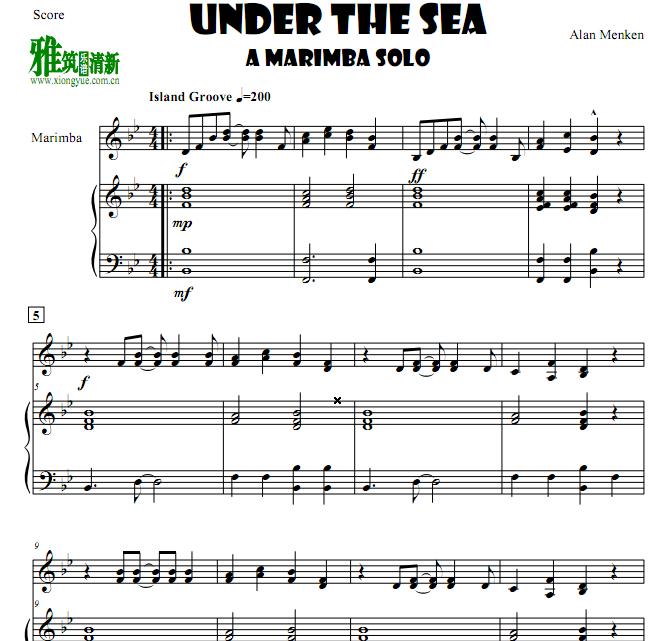 小美人鱼Under the Sea马林巴钢琴伴奏谱