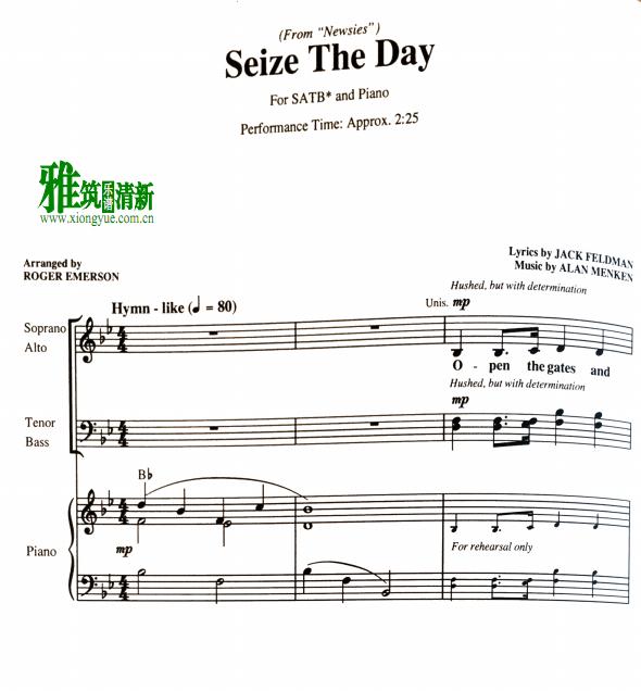 seize the day四声部合唱钢琴伴奏谱