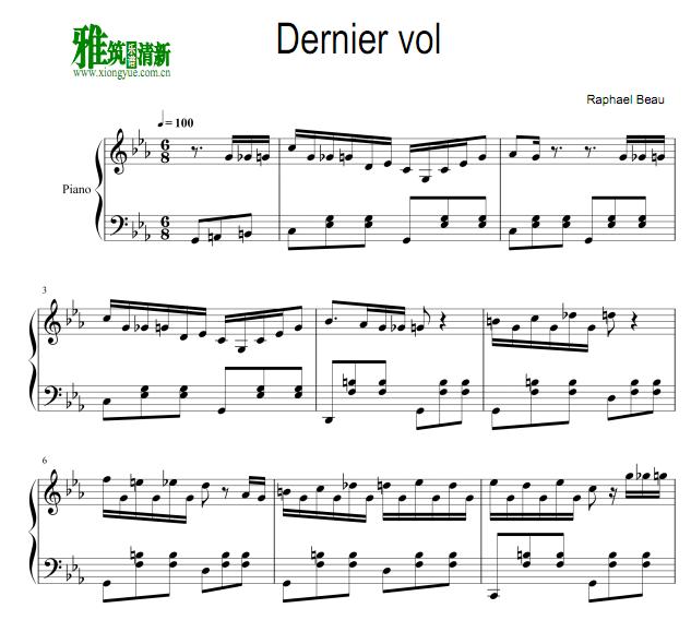 Raphael Beau - Dernier vol钢琴谱