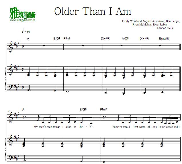Lennon Stella - Older Than I Am钢琴伴奏谱