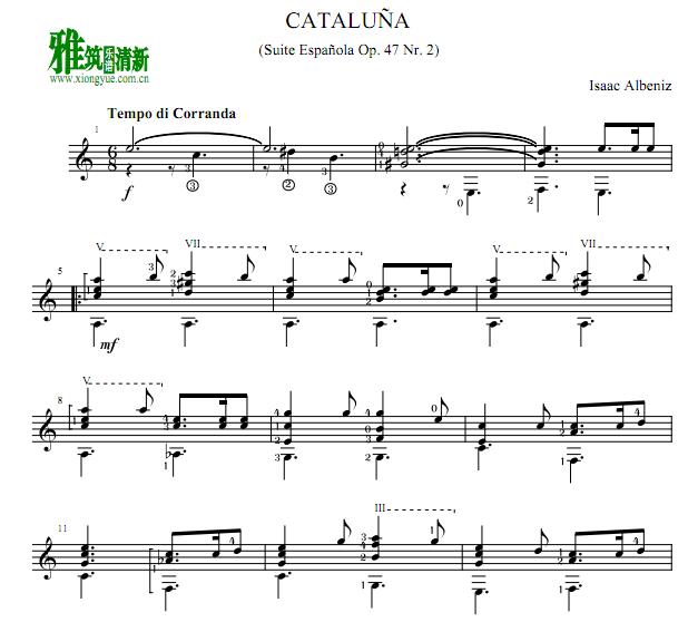 Isaac Albeniz - CATALUNA古典吉他谱