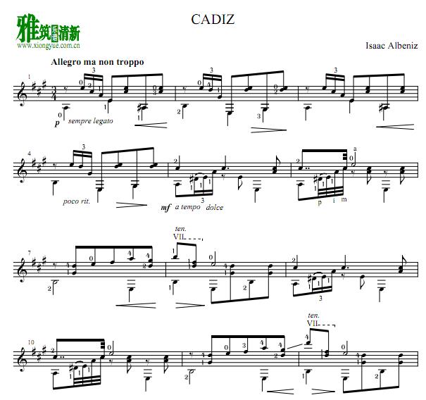 Isaac Albeniz - cadiz古典吉他谱
