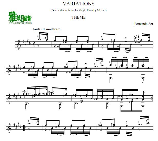 FERNANDO SOR - VARIATIONS古典吉他谱