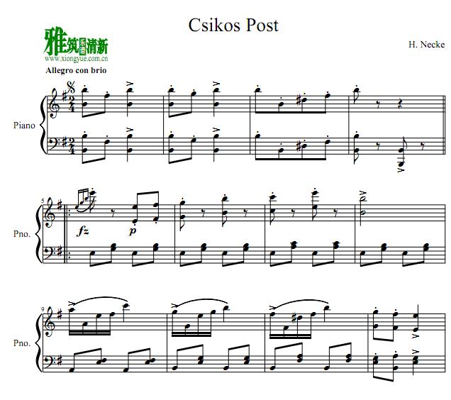 邮递马车 CSIKOS POST钢琴谱