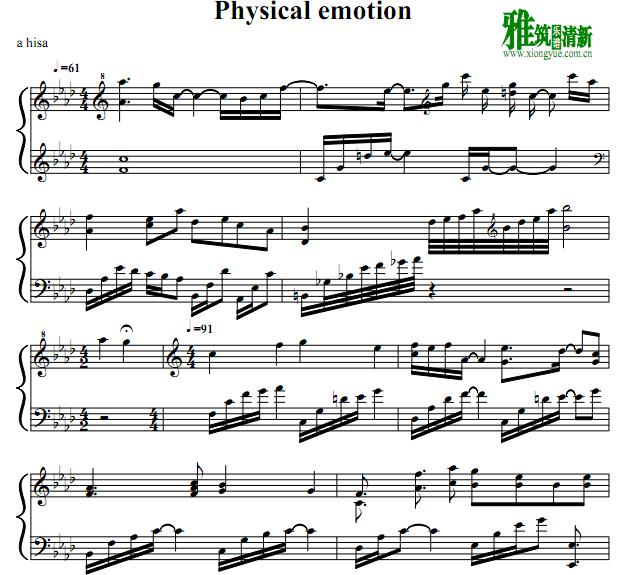 A hisa - Physical emotion钢琴谱