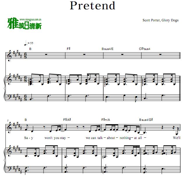 Scott Porter,Glory Dogs - Pretend歌谱 钢琴弹唱谱