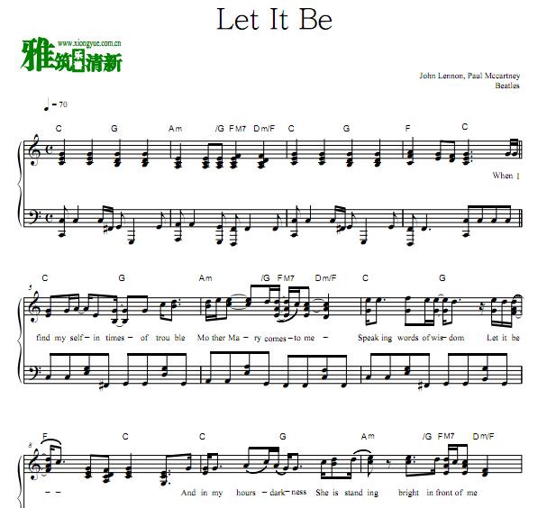 Beatles -  Let It Be钢琴谱