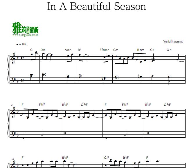 仓本裕基 -   In A Beautifu Season钢琴谱