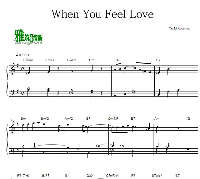 仓本裕基 - When You Feel Love钢琴谱