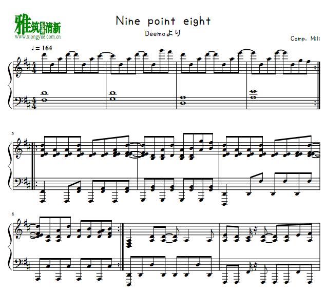 phyxinon版nine point eight钢琴谱
