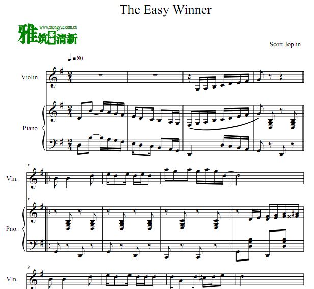 The Easy Winners小提琴谱 钢琴伴奏谱