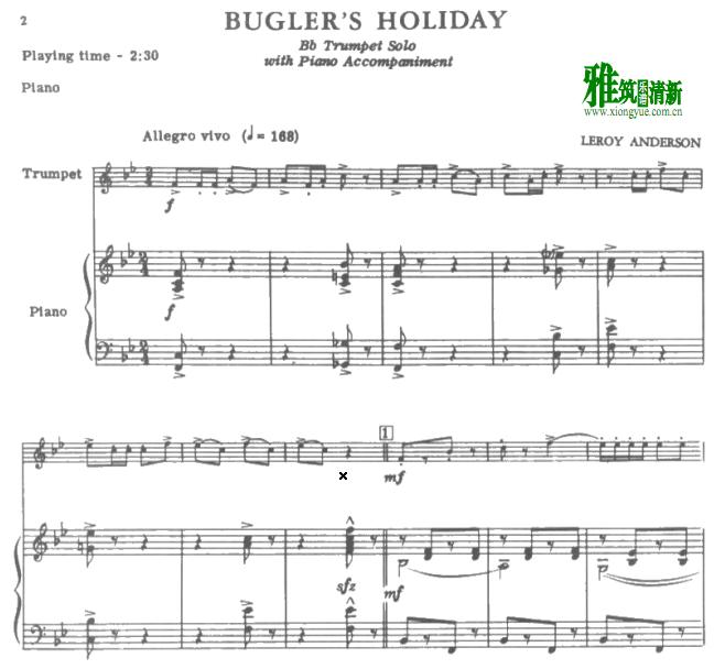 Bugler‘s Holiday号手的节日小号钢琴伴奏谱