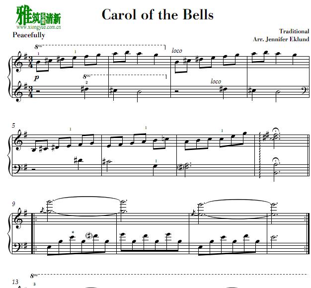 Jennifer Eklund - Carol of the bells钢琴谱