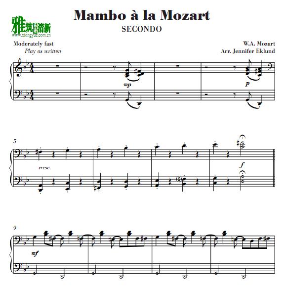 Mambo a la Mozart四手联弹谱