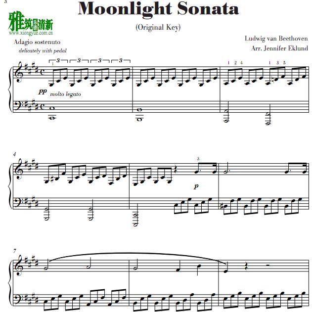 Jennifer Eklund版月光Moonlight Sonata钢琴谱