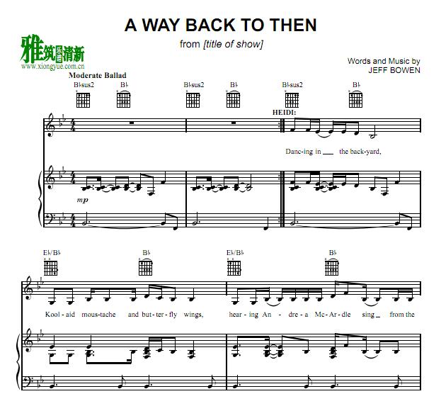 title of show - A Way Back To Then钢琴伴奏谱