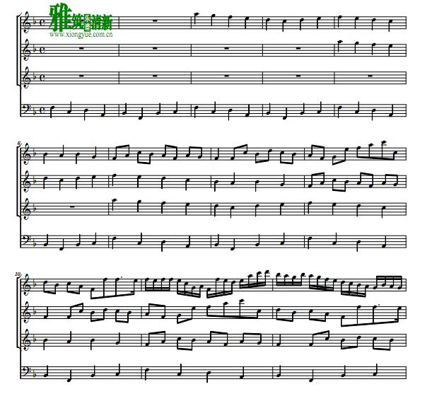卡农canon 三小提琴一低音提琴四重奏谱