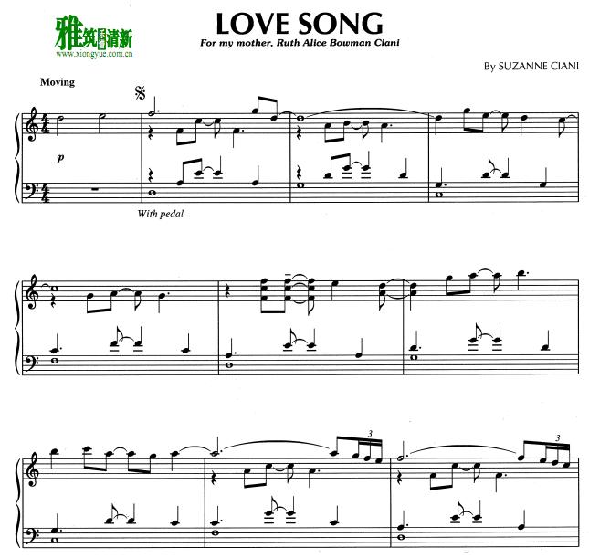 Suzanne Ciani - Love Song钢琴谱