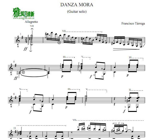 FRANCISCO TARREGA - DANZA MORA古典吉他谱
