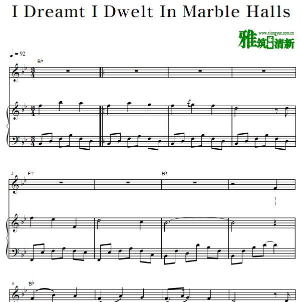曹秀美 I Dreamt I Dwelt In Marble Halls声乐谱 钢伴谱