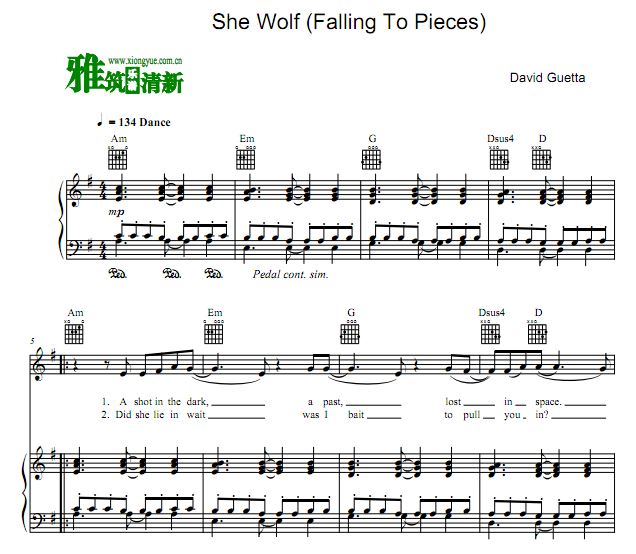 She Wolf (Falling To Pieces)歌谱 正谱 钢琴谱