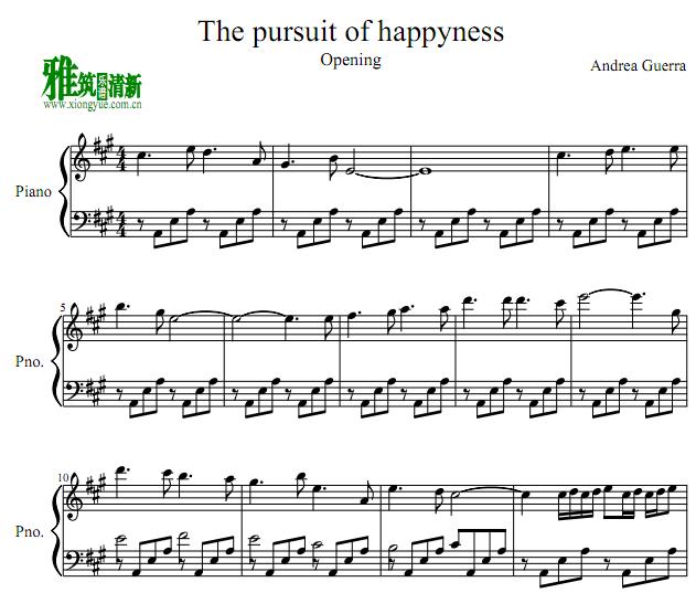 the pursuit of happiness当幸福来敲门 - opening钢琴谱