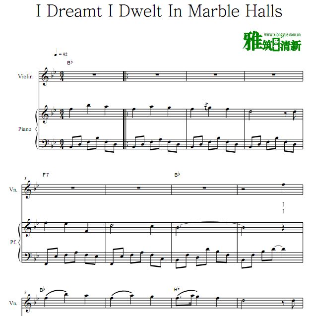 I Dreamt I Dwelt In Marble Halls小提琴钢琴合奏谱